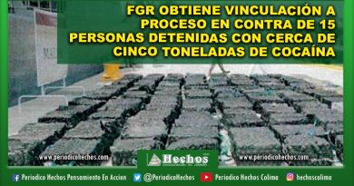 FGR OBTIENE VINCULACIÓN A PROCESO EN CONTRA DE 15 PERSONAS DETENIDAS CON CERCA DE CINCO TONELADAS DE COCAÍNA