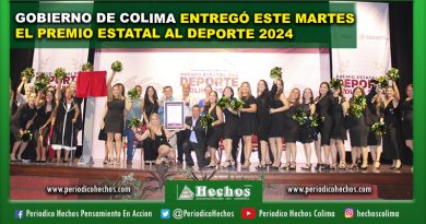 GOBIERNO DE COLIMA ENTREGÓ ESTE MARTES EL PREMIO ESTATAL AL DEPORTE 2024