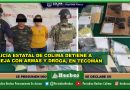 Policía Estatal de Colima detiene a pareja con armas y droga, en Tecomán